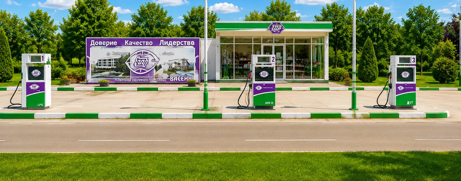 Бензиностанция Щерев Оил, Баня, Център